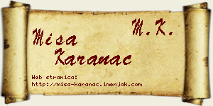 Miša Karanac vizit kartica
